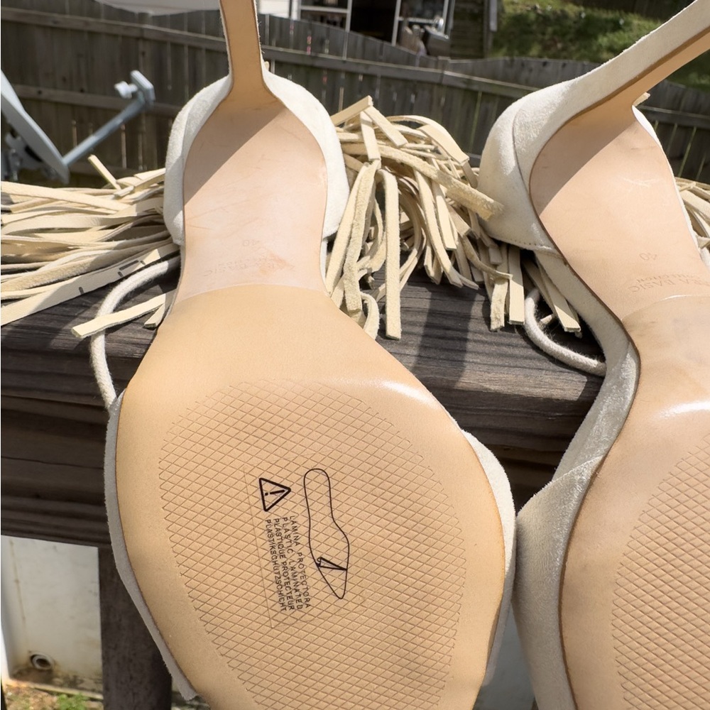 Fringe Cream Women's Sandals - Picture 15 of 16